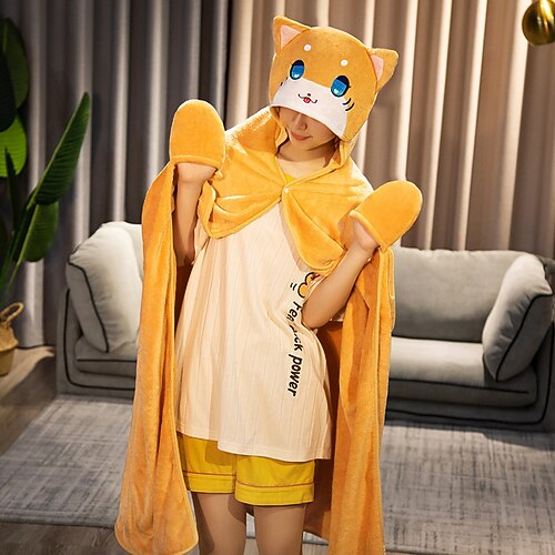 

Kid's Oversized Hoodie Blanket with Gloves Cat Mouse Rabbit Bunny Animal Onesie Pajamas Flannel Cosplay For Boys Girls' Christmas Animal Sleepwear Cartoon Festival / Holiday Costumes