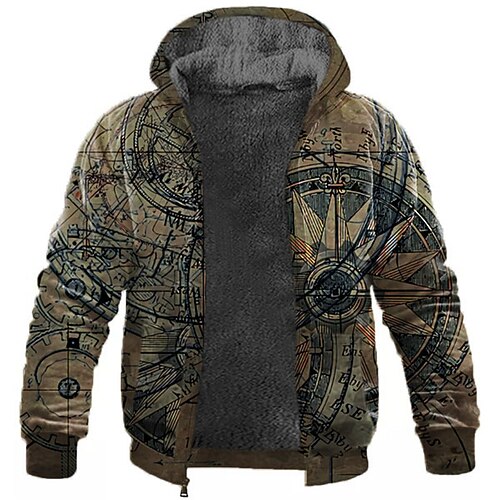 

Men's Full Zip Hoodie Jacket Brown Hooded Graphic Prints Machinery Zipper Print Sports Outdoor Daily Sports 3D Print Fleece Streetwear Designer Casual Winter Clothing Apparel Hoodies Sweatshirts