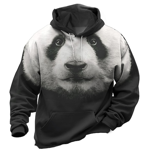 

Herren Hoodie Sweatshirt Kapuze Grau Mit Kapuze Tier Panda Grafik-Drucke Bedruckt Täglich Sport 3D-Druck Basic Strassenmode Designer Frühling Herbst Bekleidung Kapuzenpullover Sweatshirts