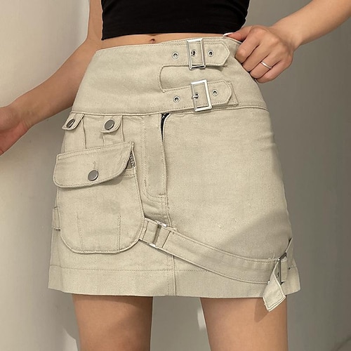 

Women's Cargo Skirt Mini Cotton color Skirts Multiple Pockets Low Rise Fashion Streetwear Casual Y2K Street Vacation S M L