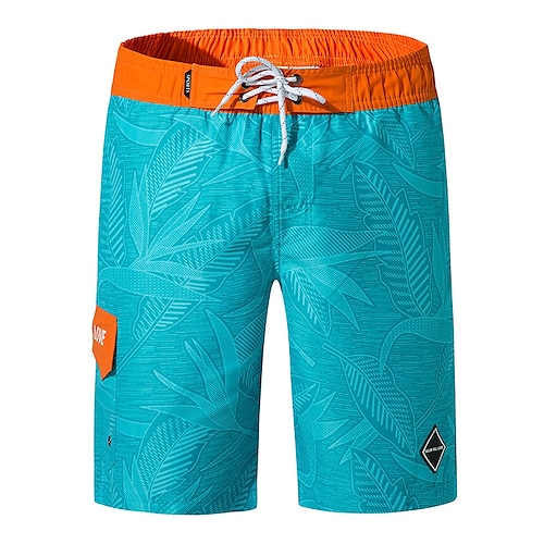 

Men's Swim Shorts Swim Trunks Board Shorts Drawstring Elastic Waist Plants Print Comfort Breathable Short Casual Daily Beach Fashion Streetwear Blue Grey Micro-elastic