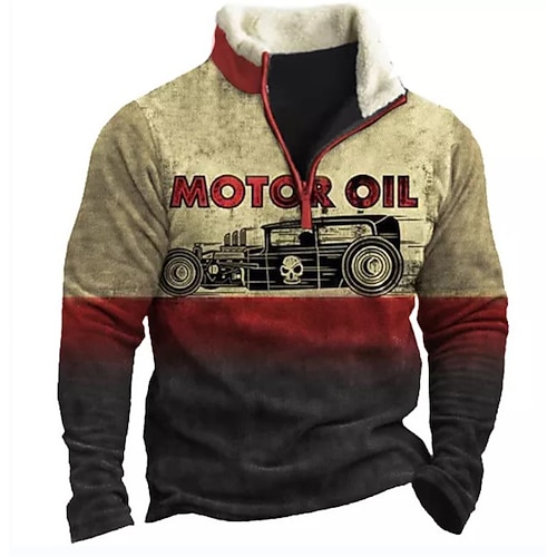 

Men's Zip Up Sweatshirt Pullover Blue Red Brown Half Zip Car Graphic Prints Zipper Print Daily Sports Going out 3D Print Basic Casual Thin fleece Winter Clothing Apparel Hoodies Sweatshirts