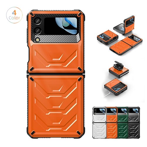 

Phone Case For Samsung Galaxy Flip Z Flip 4 Z Flip 3 Bumper Frame Flip Four Corners Drop Resistance Solid Colored PC