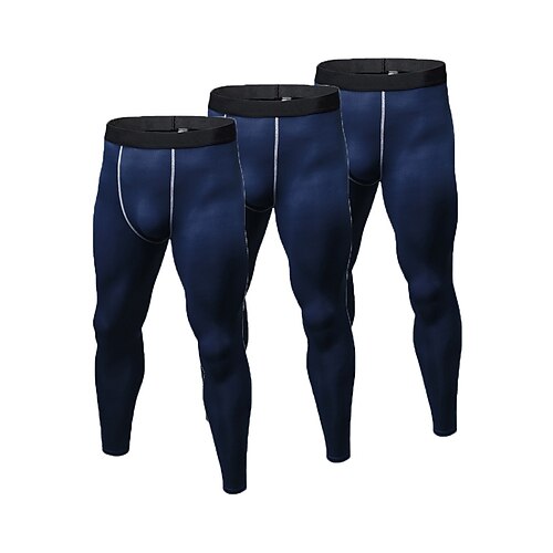 

Men's Running Tights Leggings Compression Pants 3 Pack Compression Clothing Athletic Athleisure Winter Fleece Breathable Quick Dry Soft Fitness Gym Workout Running Sportswear Activewear Solid Colored