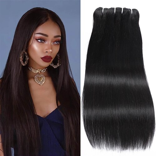 

Human Hair Bundles Brazilian Straight Hair Bundles 100% Human Hair 3 Bundles(18 20 22)Inch 10A Unprocessed Weave Bundles Human Hair Straight Hair Extensions