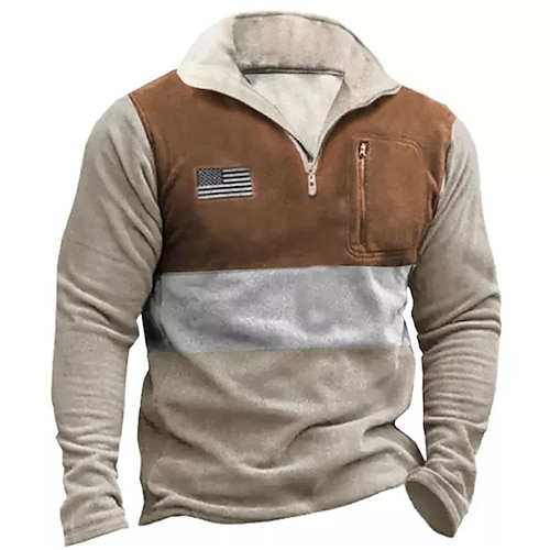 

Men's Zip Up Sweatshirt Pullover Brown Half Zip Color Block Graphic Prints Zipper Print Daily Sports 3D Print Basic Designer Casual Spring Fall Clothing Apparel Hoodies Sweatshirts