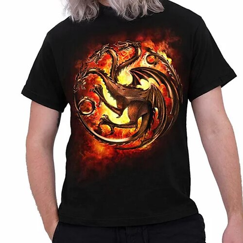 

Men's T shirt Tee Animal Graphic Prints Flame Crew Neck Black 3D Print Outdoor Street Short Sleeve Print Clothing Apparel Vintage Sports Designer Casual