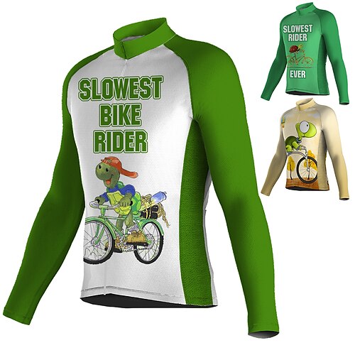 

21Grams Men's Cycling Jersey Long Sleeve Bike Jersey Top with 3 Rear Pockets Mountain Bike MTB Road Bike Cycling Breathable Quick Dry Moisture Wicking Reflective Strips Green Yellow Dark Green Graphic