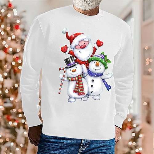 

Men's T shirt Tee Graphic Tee Christmas Shirt Santa Claus Graphic Prints Crew Neck Hot Stamping Christmas Street Long Sleeve Clothing Apparel Basic Designer Casual Comfortable