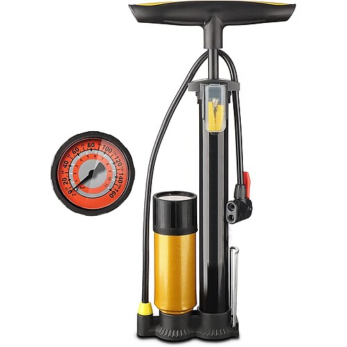 

Bike Floor Pump with Gauge,Bicycle Tire Pump Inflator with High Pressure 160 PSI,Fits Schrader and Presta Valve,Air Pump for Bike Tires MTB Sports Balls