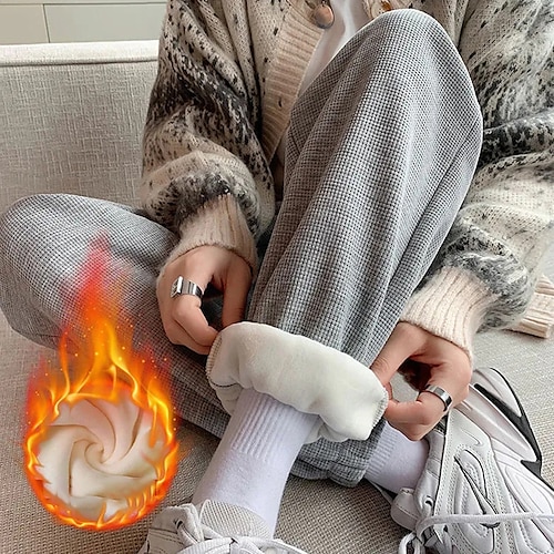 

Women's Sweatpants Winter Pants Drawstring Elastic Waist Plain Sports Daily Classic Regular Winter Black Grey
