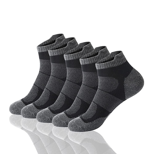 

Men's 5 Pairs Ankle Socks Low Cut Socks Comfort Cotton Solid Colored Thin Spring & Summer Silver Blue Dark Grey