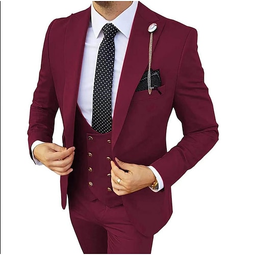 

Silver Black Green Men's Wedding Suits 3 Piece Solid Colored Standard Fit Single Breasted One-button 2022