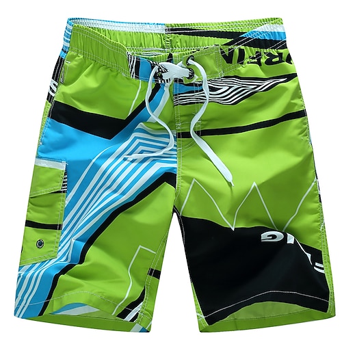 

Men's Swim Shorts Swim Trunks Board Shorts Drawstring Elastic Waist Graphic Prints Comfort Breathable Short Casual Daily Beach Fashion Streetwear Green Yellow Micro-elastic