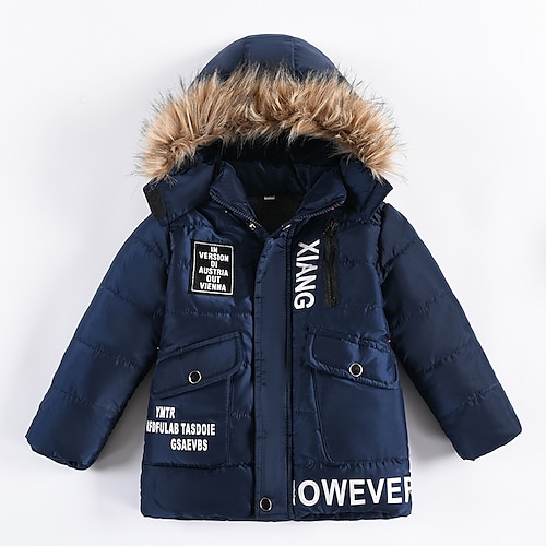 

Toddler Boys Fleece Jacket Hoodie Jacket Outerwear Letter Long Sleeve Coat Outdoor Fashion Daily ArmyGreen Black Navy Blue Winter Fall 3-7 Years