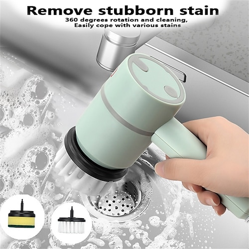 

Electric Spin Scrubber Electric Cleaning Brush Cordless Power Scrubber with 2 Replaceable Brush Heads Handheld Kitchenware Brush Spinning Scrub Brush For Home Kitchen Pots Dishes