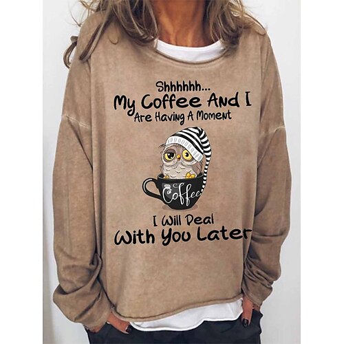

Women's Sweatshirt Pullover Basic Blue Khaki Gray Graphic Street Round Neck Long Sleeve S M L XL 2XL 3XL