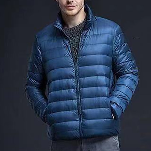 

Men's Puffer Jacket Winter Jacket Quilted Jacket Winter Coat Windproof Warm Date Casual Daily Office & Career Solid / Plain Color Outerwear Clothing Apparel Wine Green Black