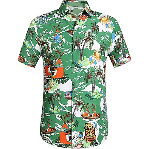 

Men's Shirt Coconut Tree Graphic Prints Turndown Wine Green Black Blue Yellow 3D Print Outdoor Street Short Sleeves Button-Down Print Clothing Apparel Tropical Designer Casual Hawaiian
