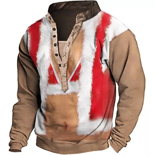 

Men's Sweatshirt Pullover Brown Standing Collar Graphic Prints Print Christmas Casual Daily 3D Print Streetwear Designer Casual Spring & Fall Clothing Apparel Hoodies Sweatshirts