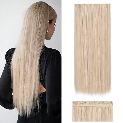 

24 Straight Clips in hair extensions Clips on Hairpieces Synthetic Hair Extensions for Women 5 Clips per Piece