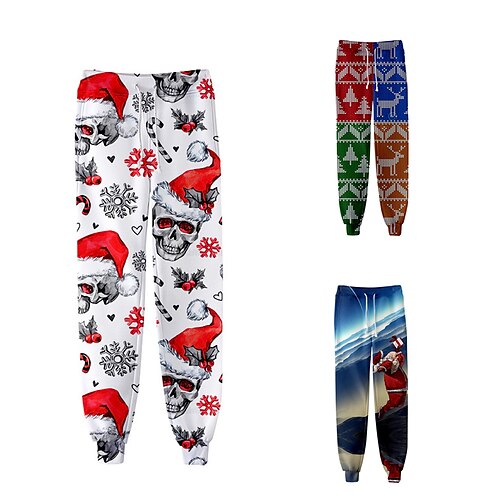 

Men's Sweatpants Joggers Trousers Drawstring Elastic Waist 3D Print Santa Claus Graphic Prints Christmas Comfort Sports Outdoor Casual Daily Streetwear Designer Blue Red Micro-elastic