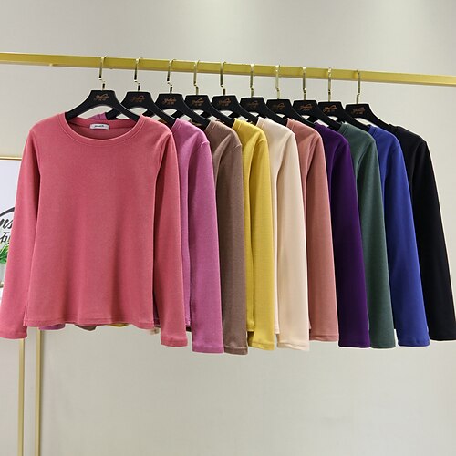 

Women's Sweatshirt Pullover Sherpa Fleece Teddy Green Black Blue Solid Color Street Round Neck Long Sleeve Cotton M L XL 2XL 3XL