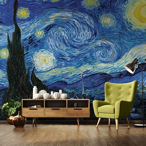 

Van Gogh Wallpaper Mural Wall Covering Sticker Peel and Stick Removable PVC/Vinyl Material Self Adhesive/Adhesive Required Wall Decor for Living Room Kitchen Bathroom