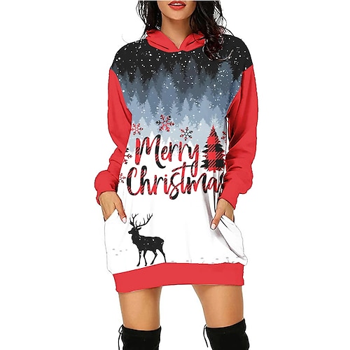 

Reindeer Masquerade Hoodie Women's Christmas Christmas Carnival Masquerade Adults' Christmas New Year Eve Polyester Top