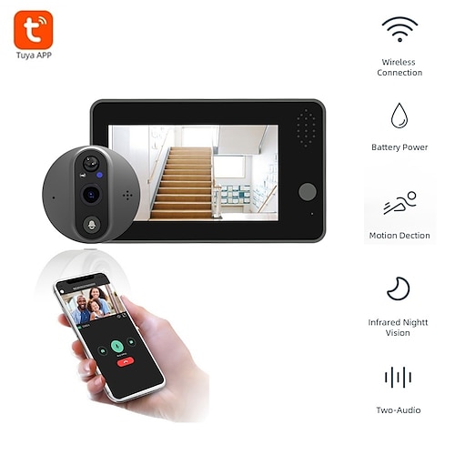 

WiFi Smart 1080P Video Doorbell Peephole Camera Viewer Home Security Two-way Audio HD Night vision Tuya WiFi Doorbell Camera