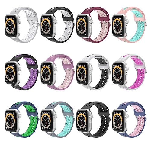 

1PC Smart Watch Band Compatible with Apple iWatch Apple Watch Ultra 49mm Series 8/7/6/5/4/3/2/1 / SE Sport Band for iWatch Smartwatch Strap Wristband Silicone Adjustable Elastic Breathable