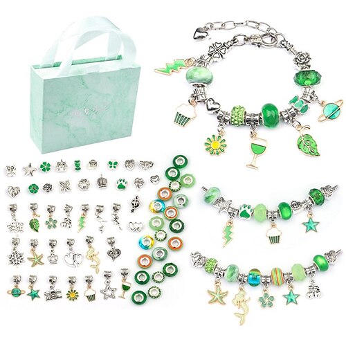 

set di scatole regalo per braccialetti per bambini con gioielli fai-da-te fatti a mano creativi di cristallo verde colorato