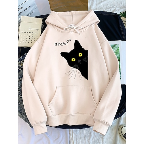 

Tier Katze Miau Kapuzenshirt Zeichentrick Manga Anime Vordertasche Grafik Kapuzenshirt Für Herren Damen Unisex Erwachsene Heißprägen 100% Polyester Casual