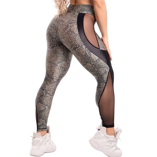 

Women's Leggings Hollow Linear Cut Out Patchwork Stretchy Butt Lift Yoga Fitness Gym Workout Cropped Leggings Sports Activewear High Elasticity Skinny