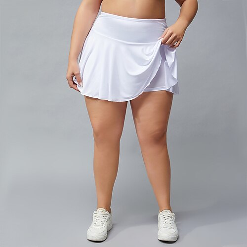 

Women's Plus Size Fitness Shorts Women's Anti-glare Outdoor Oversized Quick drying Breathable Tennis Skirt Running Fitness Training Pleated Skirt