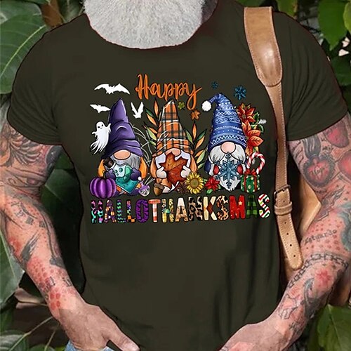 

Men's T shirt Tee Christmas t shirts Santa Claus Graphic Prints Crew Neck Black Red Navy Blue White Hot Stamping Christmas Street Short Sleeve Print Clothing Apparel Fashion Designer Casual