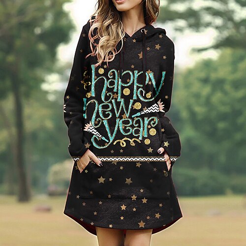 

letter Masquerade Hoodie Women's Christmas Christmas Carnival Masquerade Adults' Christmas New Year Eve Polyester Top