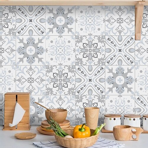 

Thickened Classic Ceramic Waterproof Tile Stickers Creative Industrial Style Kitchen Bathroom Living Room Self-adhesive Wall Stickers