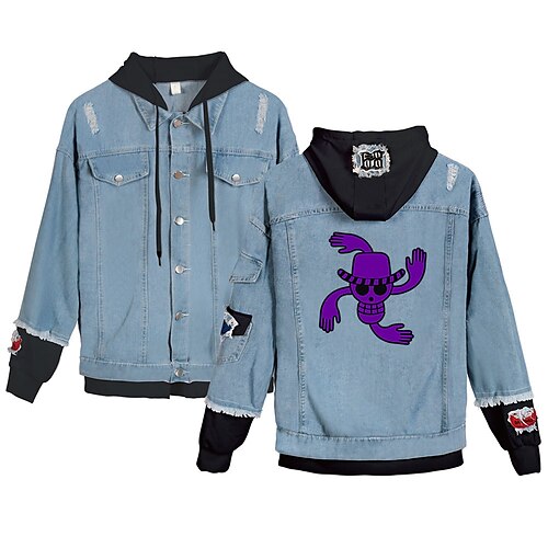

Inspired by One Piece Film: Red Burukku Anime Cartoon Manga Anime Denim Jacket Harajuku Kawaii Coat For Men's Women's Unisex Adults' Hot Stamping Denim