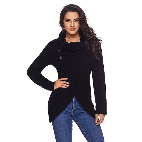 

Women's Sweatshirt Pullover Basic Green Black Wine Solid Color Street Pile Neck Long Sleeve S M L XL 2XL 3XL