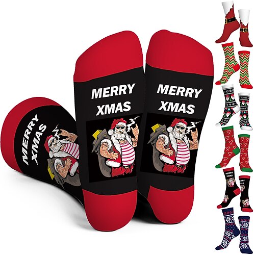 

Fun Christmas Socks Funny Xmas Gifts for Men and Women Novelty Cozy Unisex Crew Cotton Sock