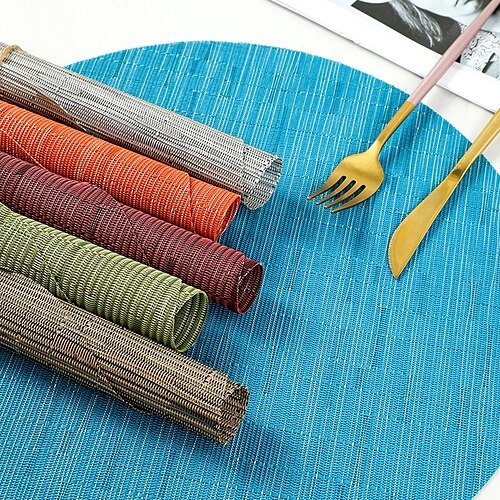 

Round Placemat Washable Indoor/Outdoor Vinyl Place Mats for Dining Table Durable PVC Weave Table Mats