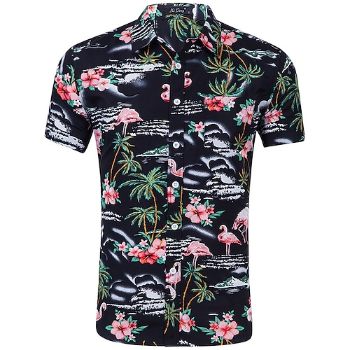 

Men's Shirt Summer Hawaiian Shirt Graphic Turndown Black and Red Sea Blue Green Black Blue Daily Holiday Short Sleeve Button-Down Clothing Apparel Fashion Simple Casual