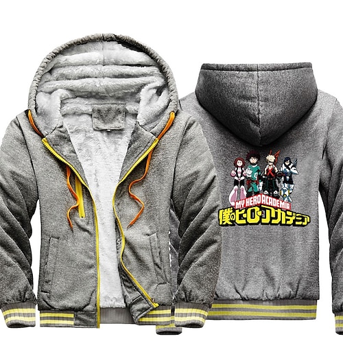 

Inspired by My Hero Academia Ochaco Uraraka Bakugou Katsuki Deku Hoodie Outerwear Sherpa Jacket Anime Graphic Outerwear For Men's Women's Unisex Adults' Hot Stamping 100% Polyester Casual Daily