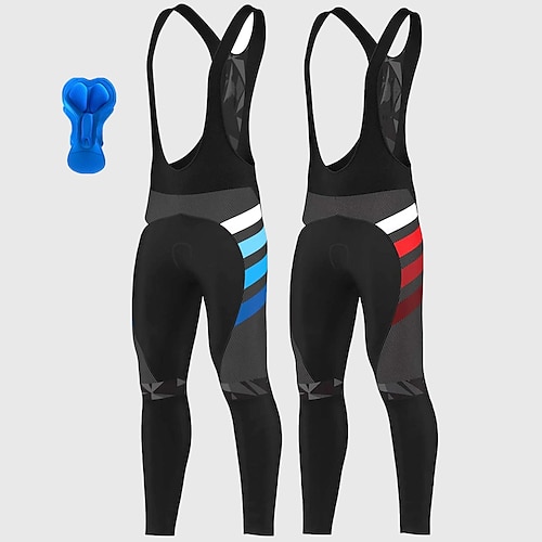 

21Grams Men's Cycling Bib Tights Bike Bottoms Mountain Bike MTB Road Bike Cycling Sports Geometic 3D Pad Cycling Breathable Quick Dry Red Blue Polyester Spandex Clothing Apparel Bike Wear / Stretchy