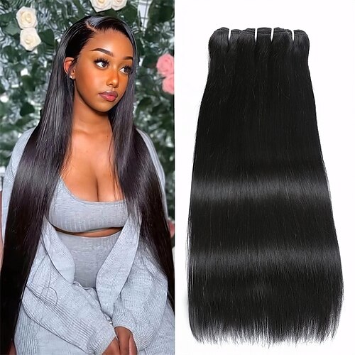 

Human Hair Bundles Brazilian Straight Hair Bundles 100% Human Hair 3 Bundles(16 18 20)Inch 10A Unprocessed Weave Bundles Human Hair Straight Hair Extensions