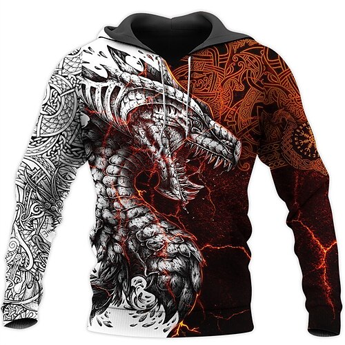 

Men's Pullover Hoodie Sweatshirt Red Hooded Graphic Prints Snake Print Daily Sports 3D Print Basic Streetwear Casual Spring Fall Clothing Apparel Hoodies Sweatshirts