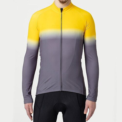 

21Grams Men's Cycling Jersey Long Sleeve Bike Jersey Top with 3 Rear Pockets Mountain Bike MTB Road Bike Cycling Breathable Quick Dry Moisture Wicking Reflective Strips Yellow Red Blue Color Block