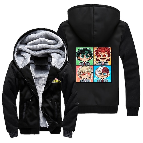 

Inspired by My Hero Academia Todoroki Shoto Bakugou Katsuki Deku Hoodie Outerwear Sherpa Jacket Anime Graphic Outerwear For Men's Women's Unisex Adults' 3D Print 100% Polyester Casual Daily