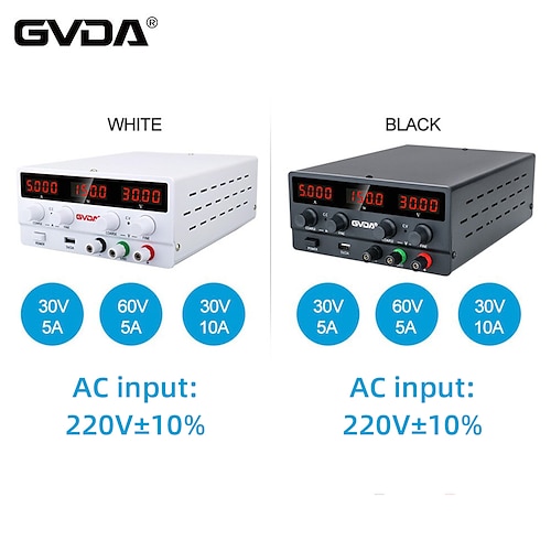 

gvda usb dc regulert laboratorie strømforsyning justerbar 30v 10a spenningsregulator 60v 5a stabilisatorbryter benk strømkilde